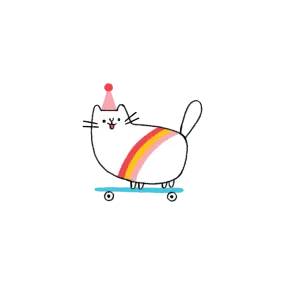 Skateboard Kitty Tattoo - Set of 2