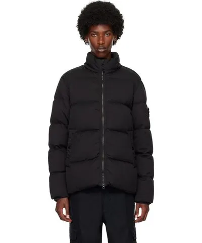 Stone Island Black Logo Patch Down Jacket