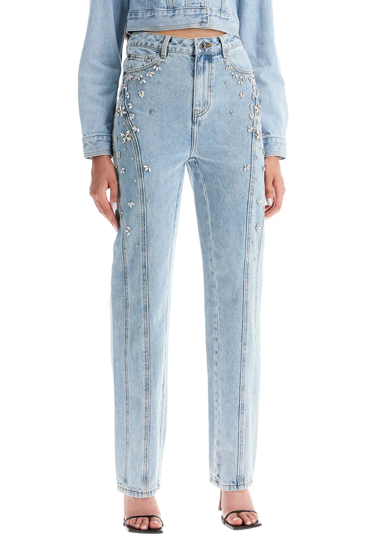 STRAIGHT JEANS WITH CRYSTALS