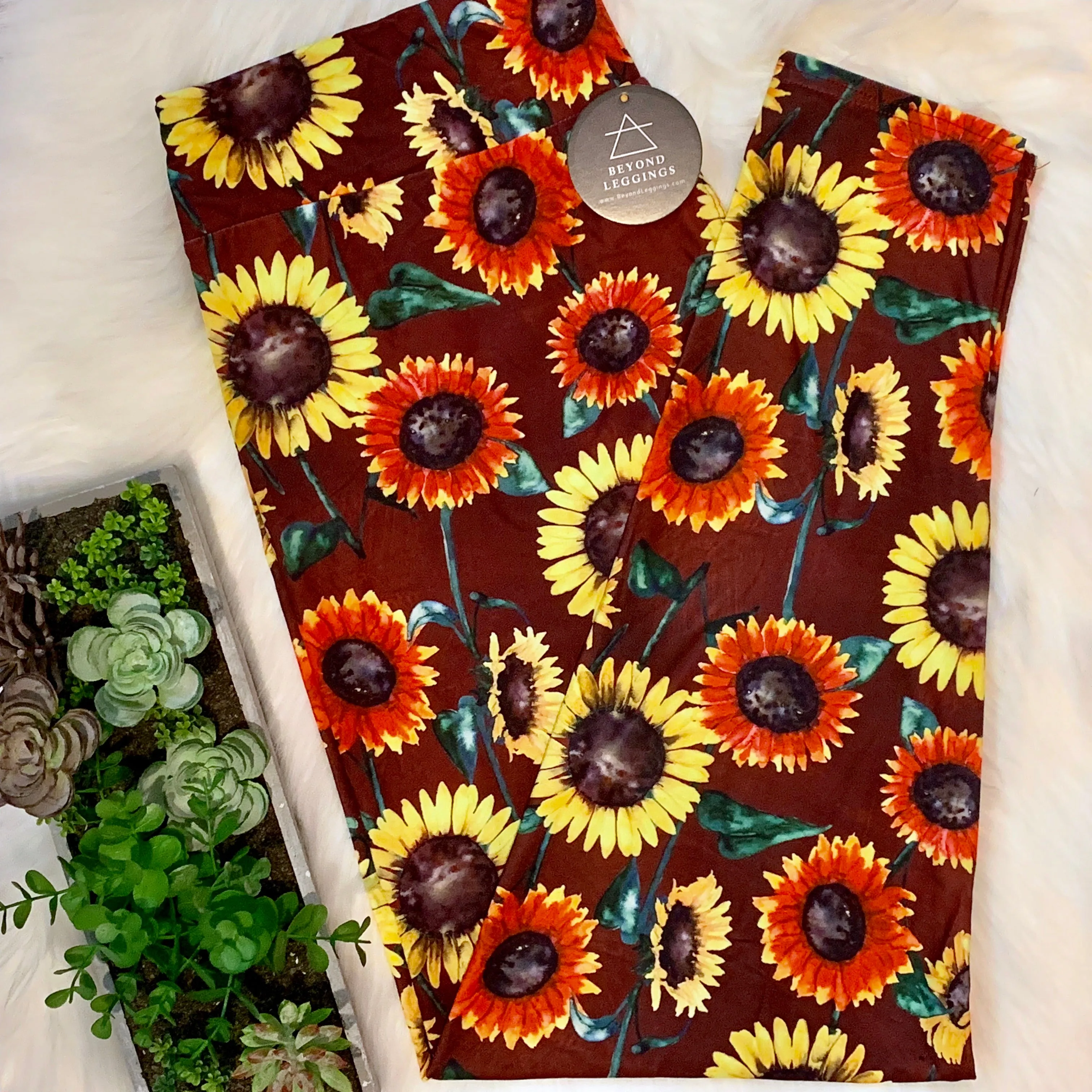 Sunflower Print Soft Leggings