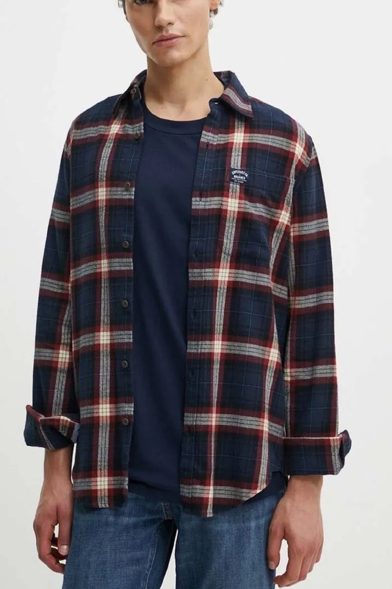 Superdry Cotton Lumberjack Long Sleeve Shirt Oregon Check Navy