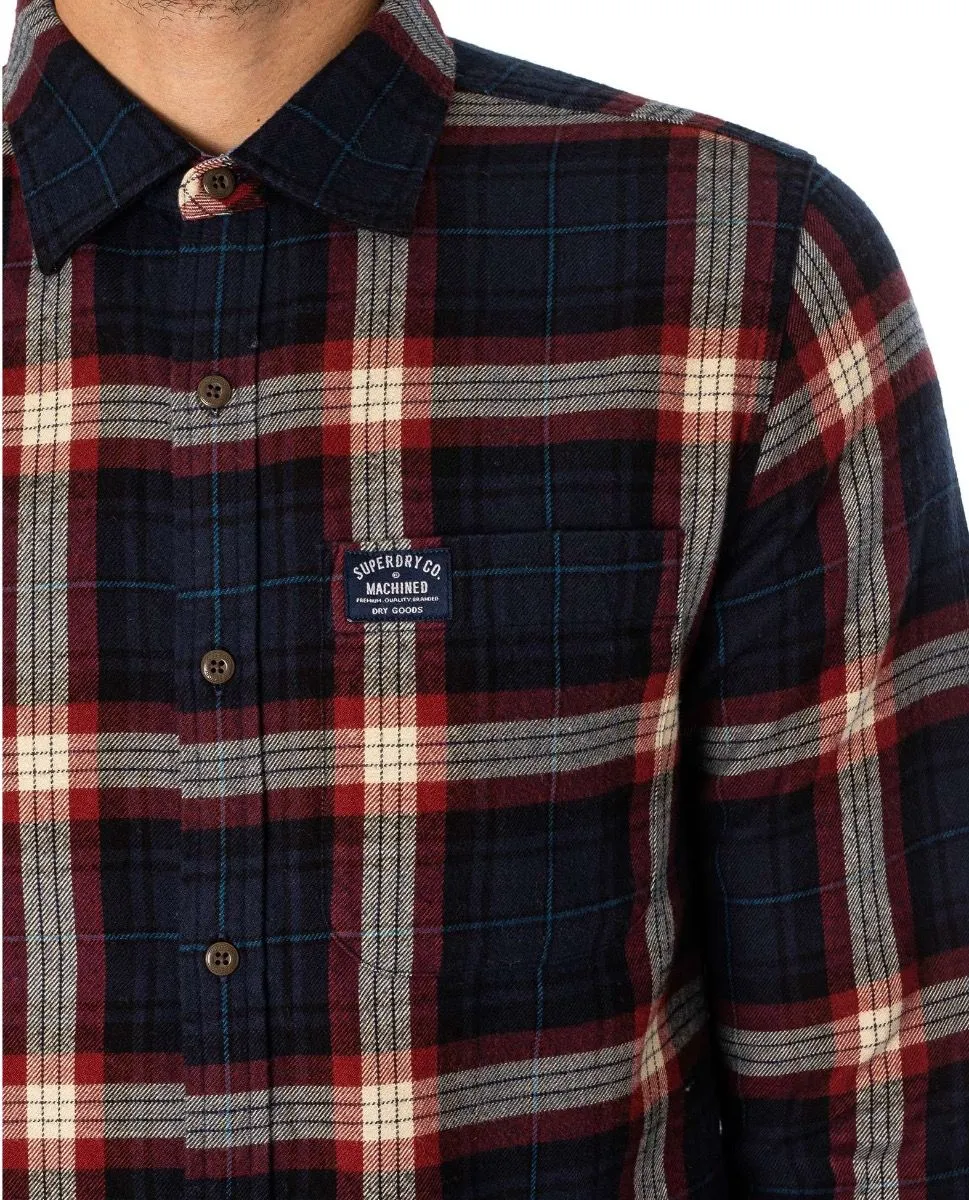 Superdry Cotton Lumberjack Long Sleeve Shirt Oregon Check Navy