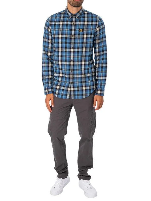 Superdry Cotton Lumberjack Shirt - Burghley Check Blue