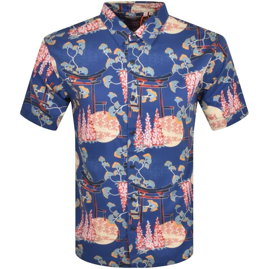 Superdry Short Sleeved Hawaiian Shirt Blue