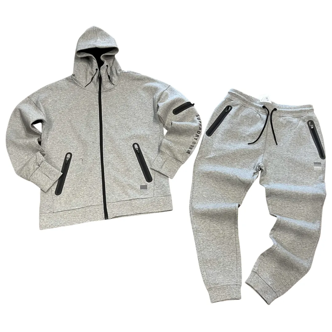 Superdry  TRAINING GYMTECH  ZIPHOOD SUIT / Men’s - GREY MARL