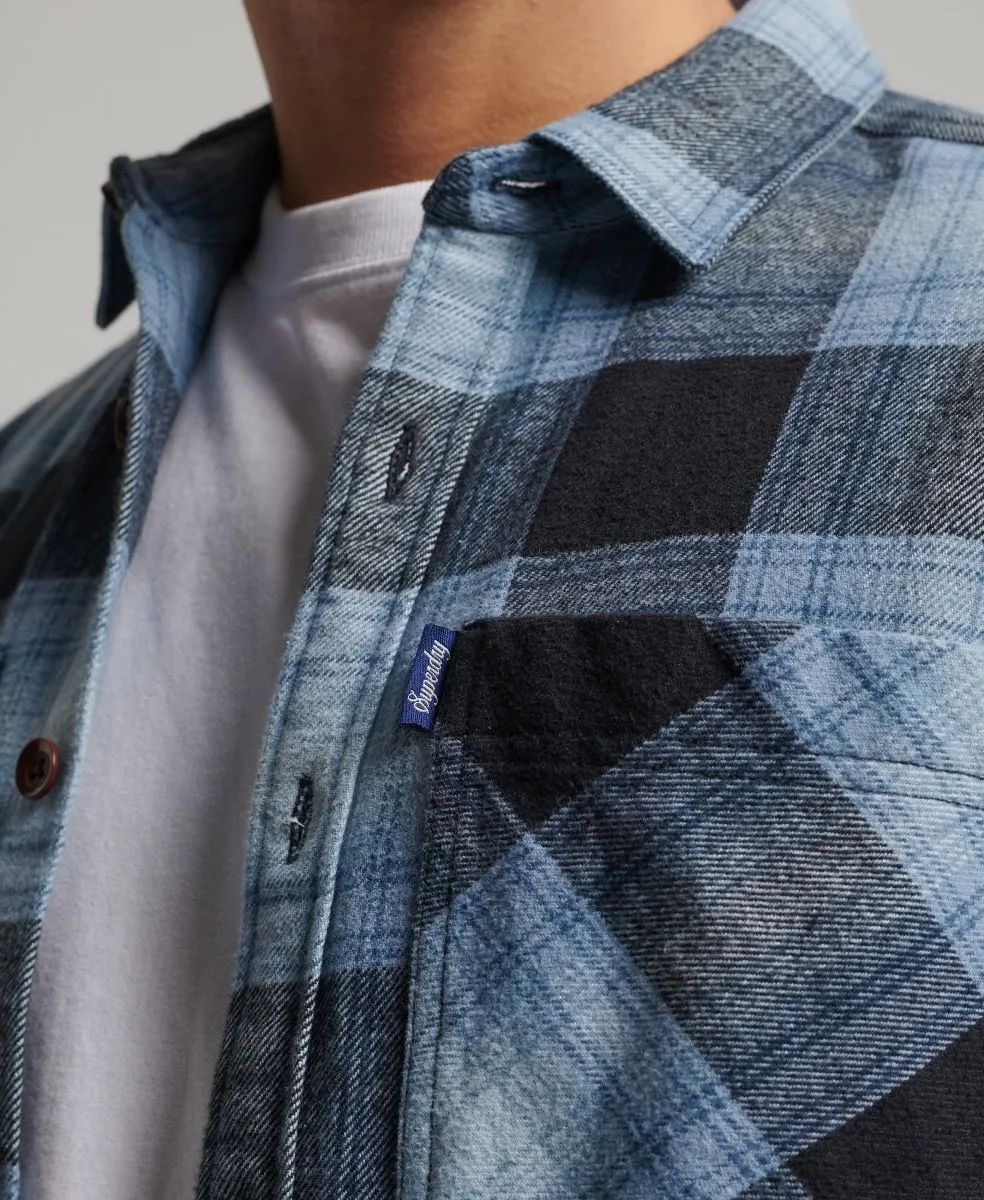 Superdry Vintage Check Long Sleeve Over Shirt Workwear Blue Ombre Blue