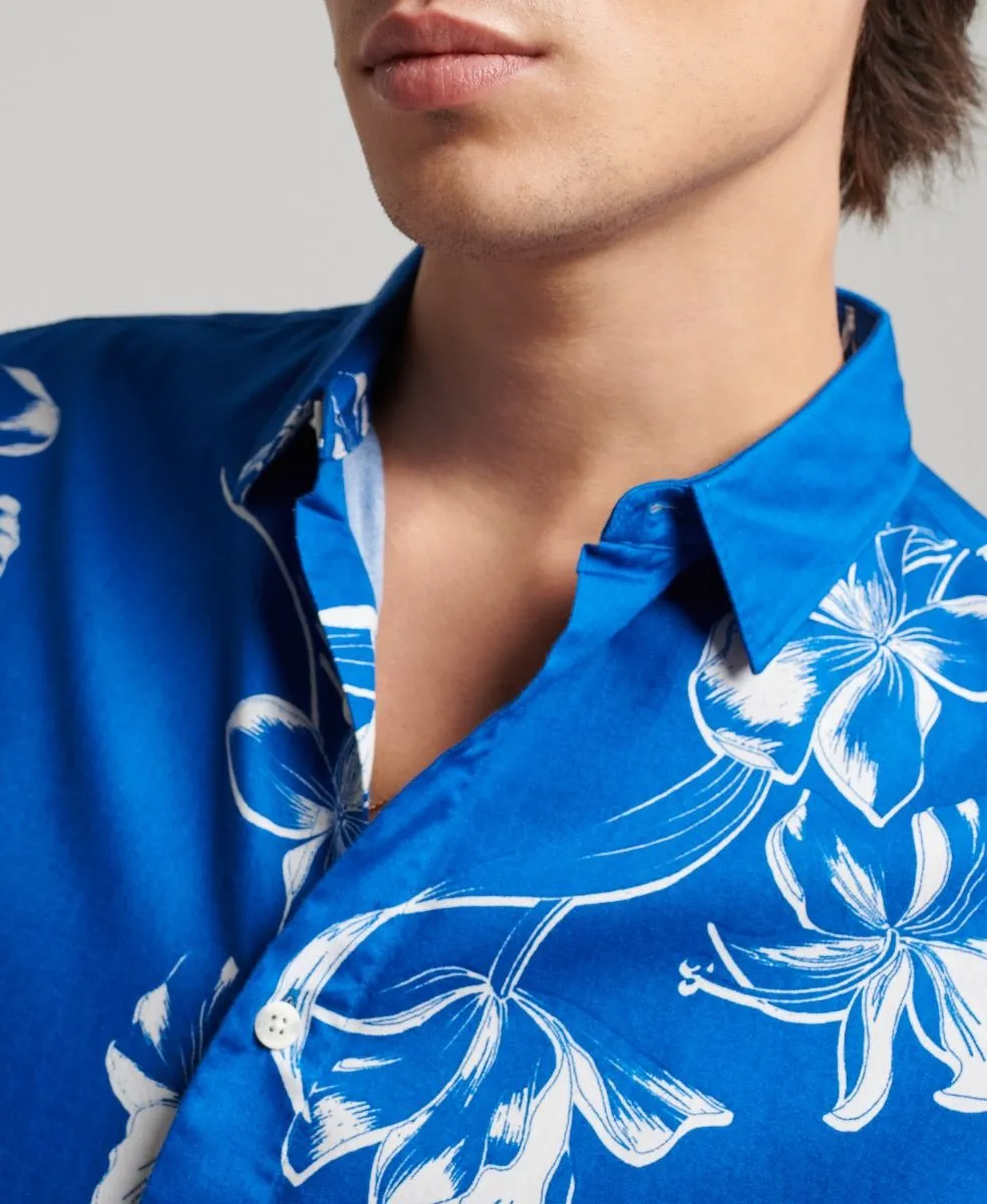 Superdry Vintage Hawaiian Short Sleeve Shirt Mono Hibiscus Cobalt