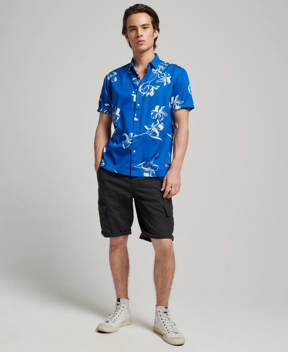 Superdry Vintage Hawaiian Short Sleeve Shirt Mono Hibiscus Cobalt