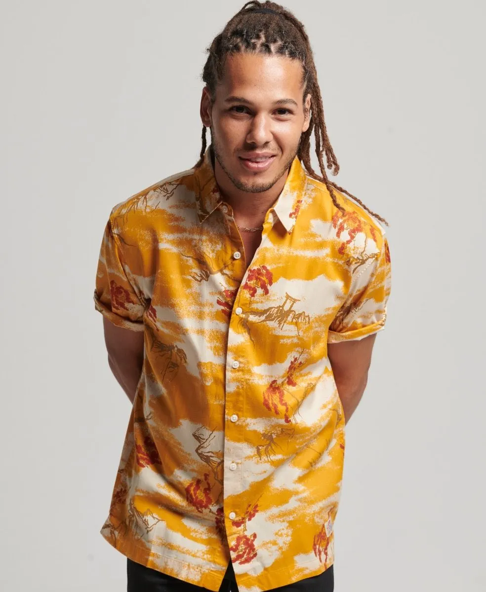 Superdry Vintage Hawaiian Short Sleeve Shirt Yellow Clouds