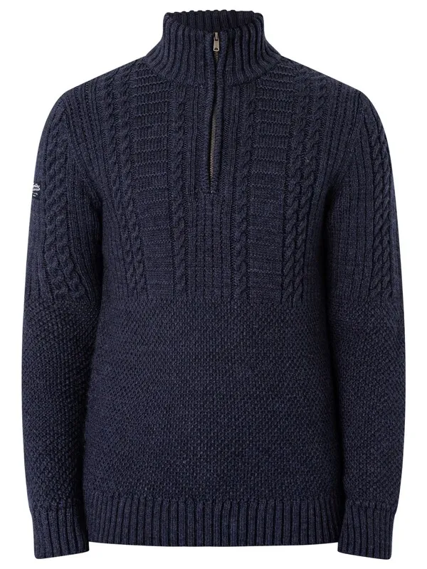 Superdry Vintage Jacob Henley Knit - Indigo