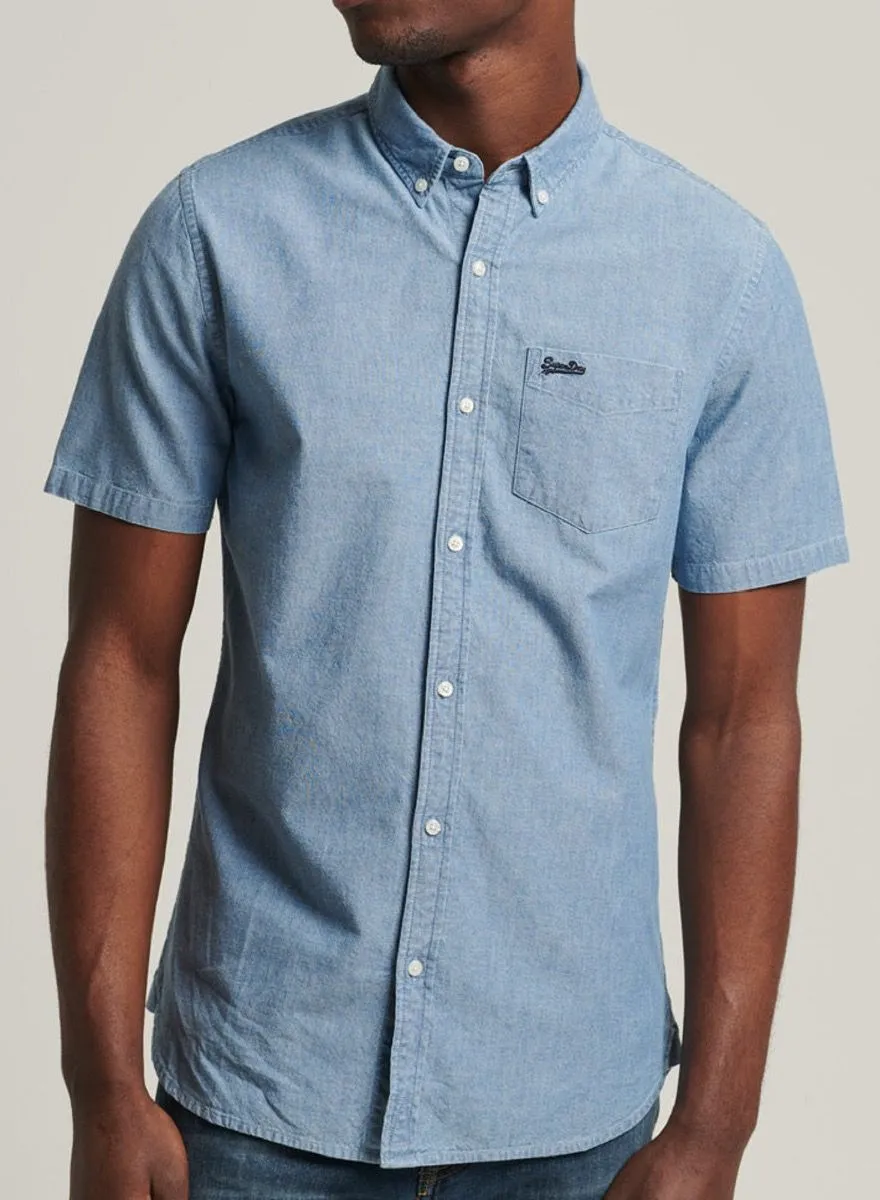 Superdry Vintage Oxford Short Sleeve Shirt Indigo Blue