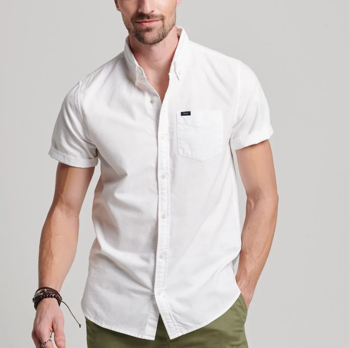 Superdry Vintage Oxford Short Sleeve Shirt Optic White