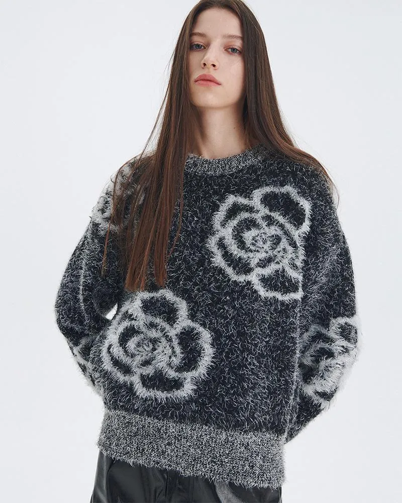 THE CENTAUR  |Crew Neck Flower Patterns Casual Style Long Sleeves