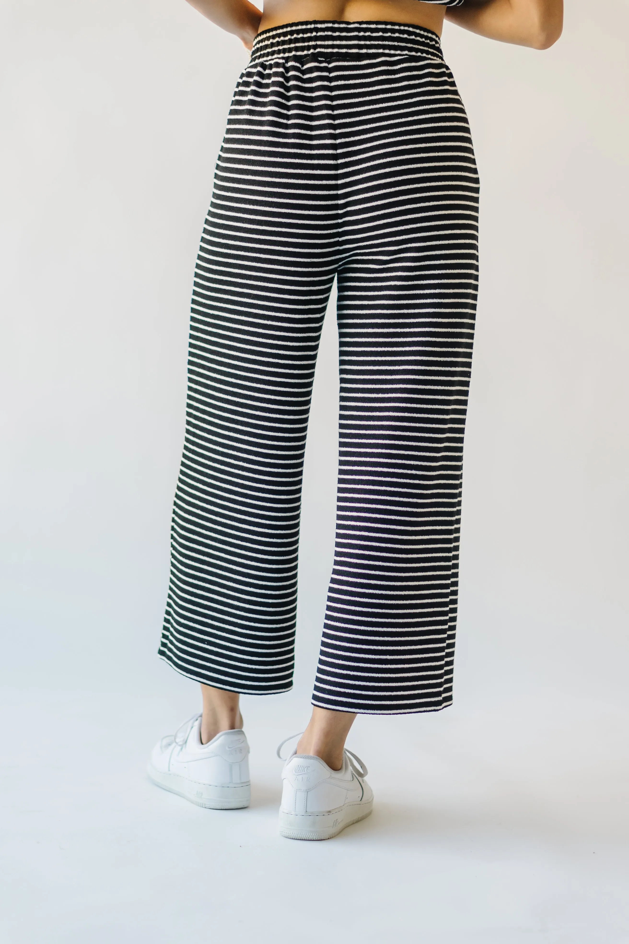 The Ronnie Basic Wide Leg Pant in Black Stripe