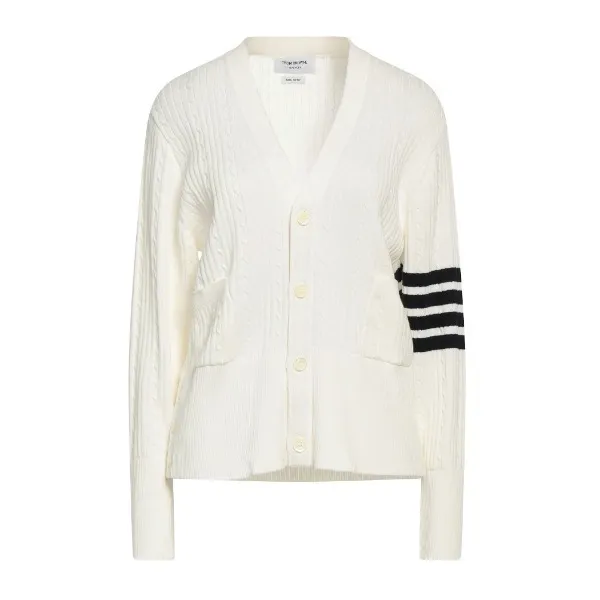 THOM BROWNE  |Casual Style Long Sleeves Plain Cotton Logo Cardigans