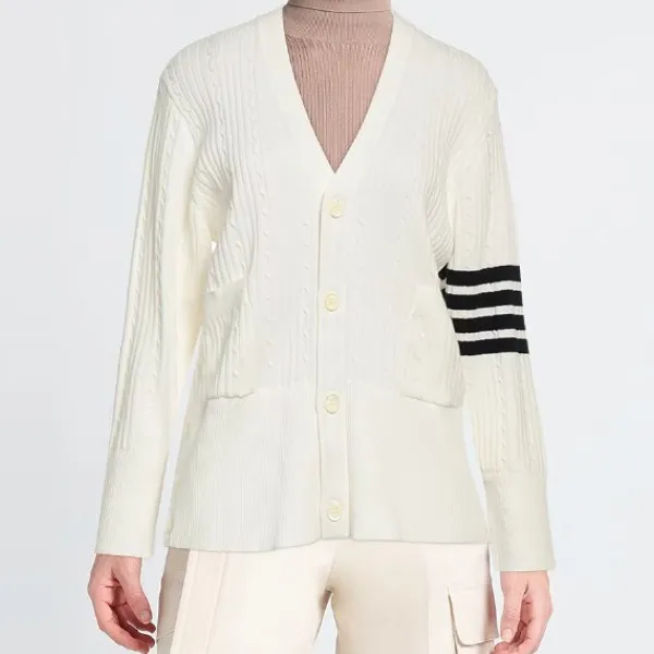 THOM BROWNE  |Casual Style Long Sleeves Plain Cotton Logo Cardigans