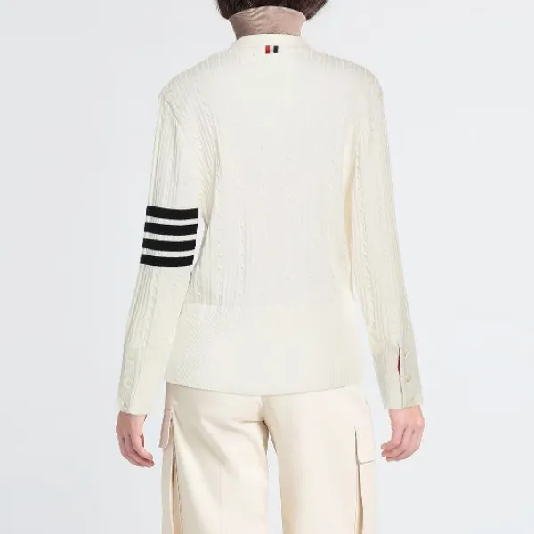 THOM BROWNE  |Casual Style Long Sleeves Plain Cotton Logo Cardigans