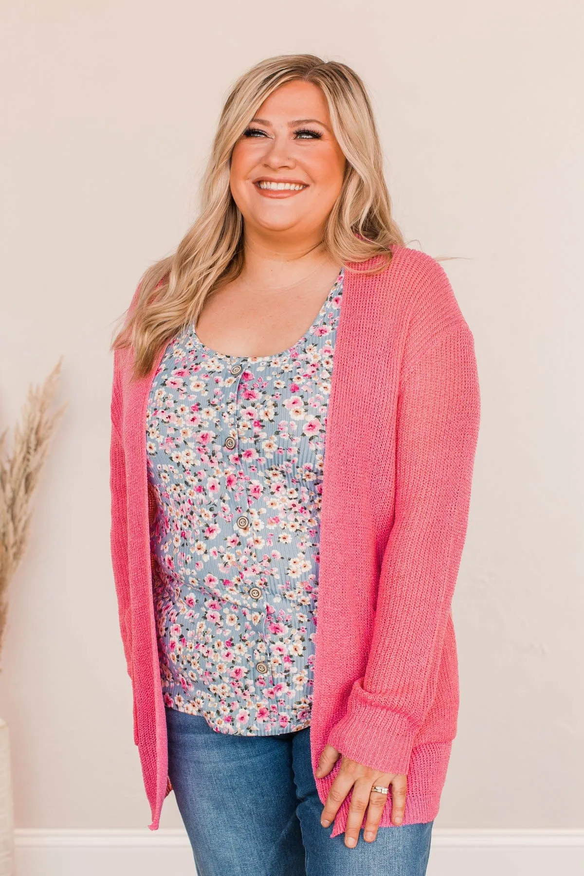 Time For An Adventure Knit Cardigan- Bubblegum Pink