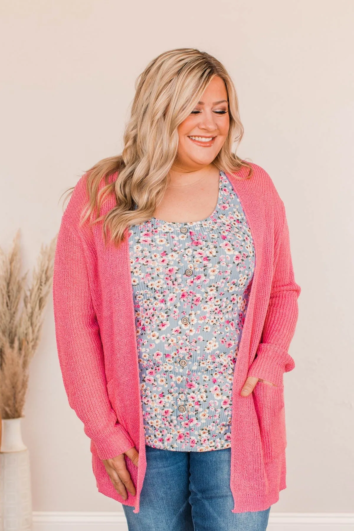 Time For An Adventure Knit Cardigan- Bubblegum Pink