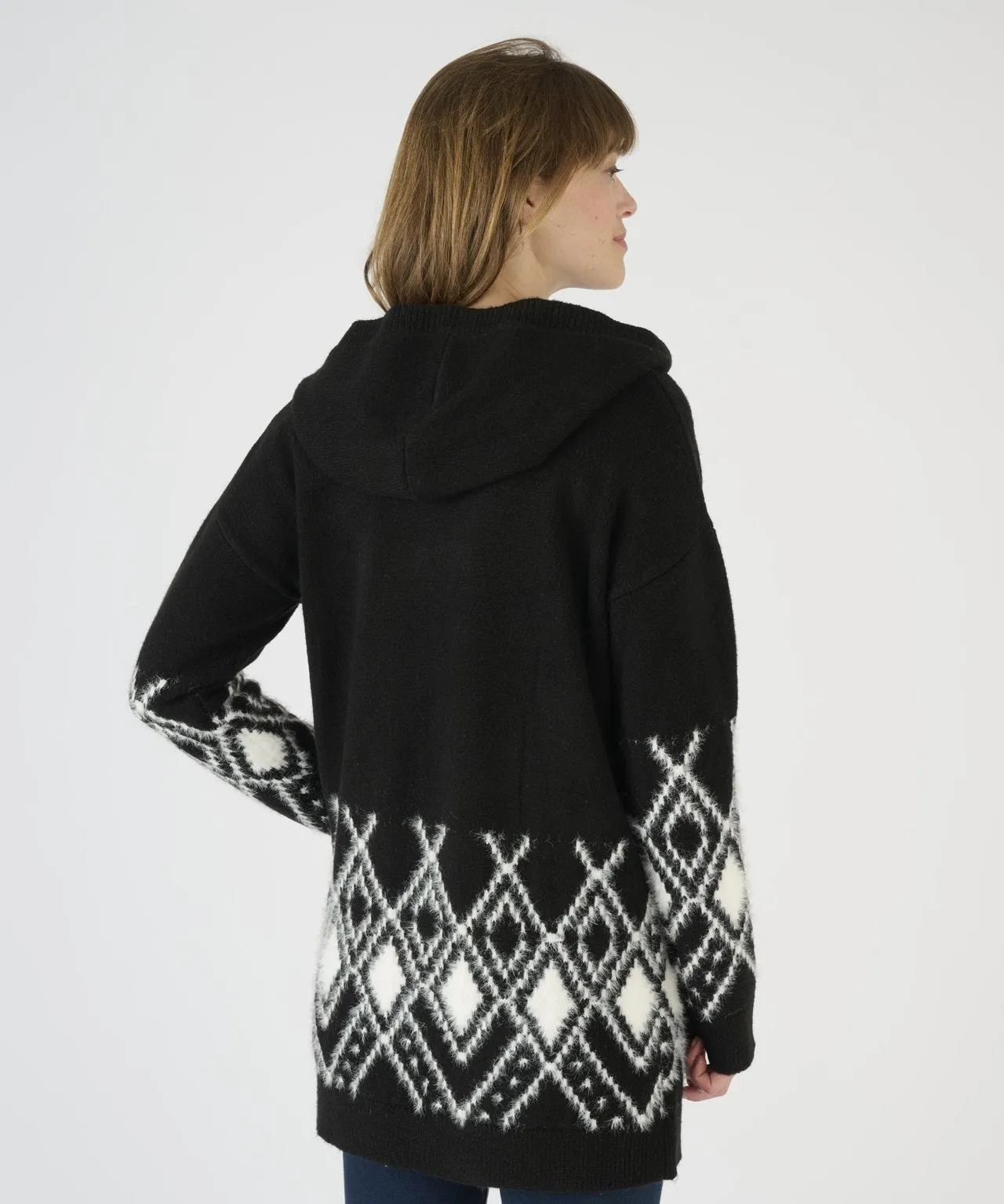 Toasty Thermal Hooded Jacquard Cardigan