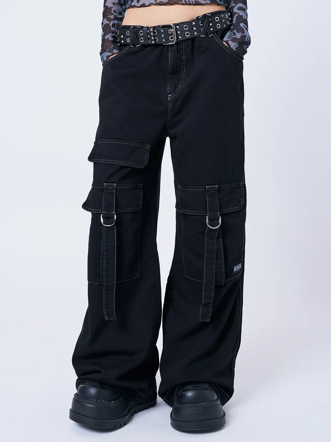 Tyra Black Utility Pockets Pants