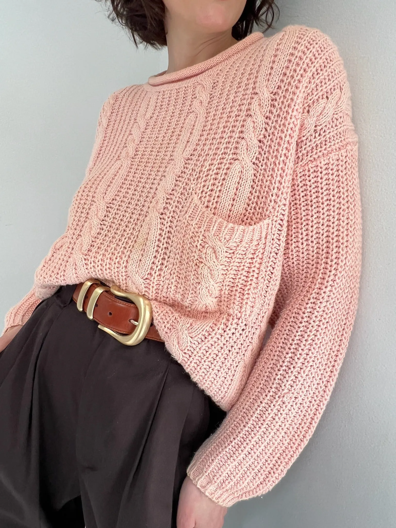 Vintage Cable Knit Pocket Sweater