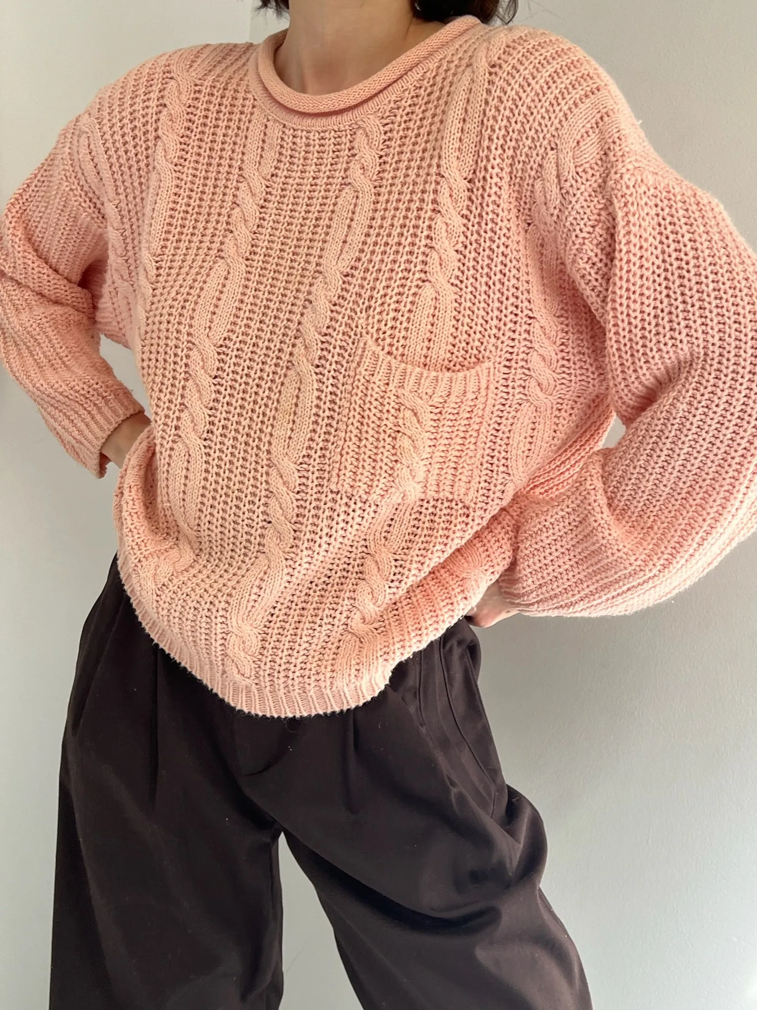 Vintage Cable Knit Pocket Sweater