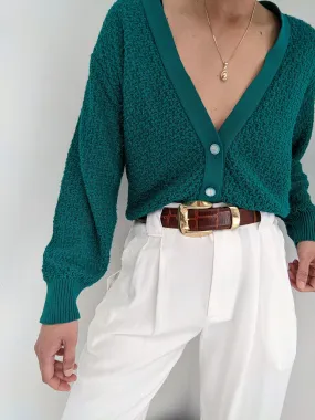 Vintage Teal Knit Cardigan