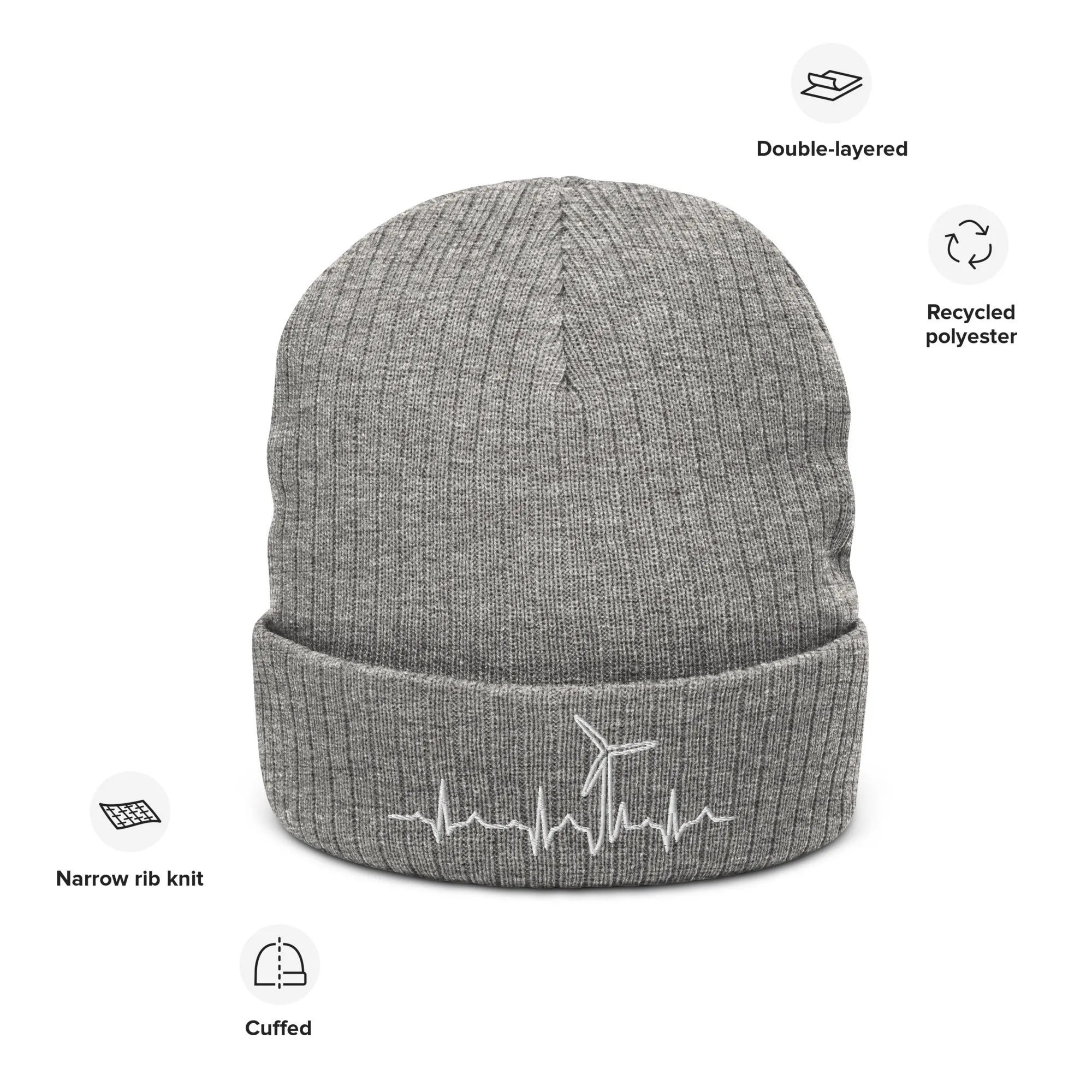 Wind Heart Beat Ribbed knit beanie