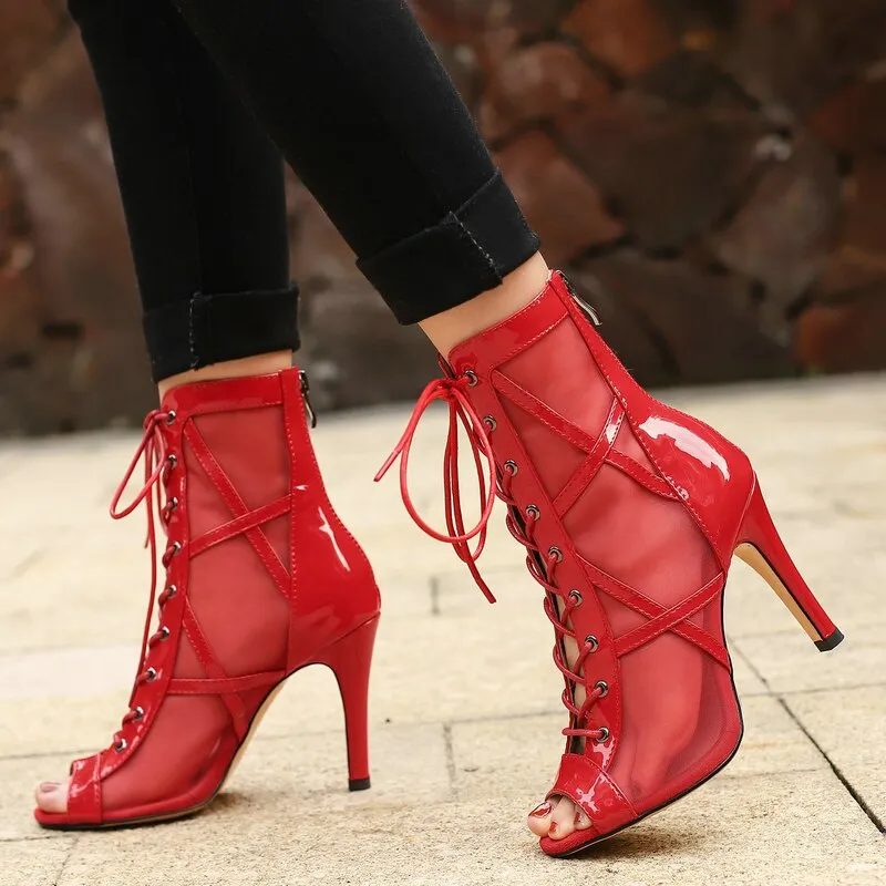 Women's Fashion Party Sexy Open-Toe Zipper High Heel Boot Shoes