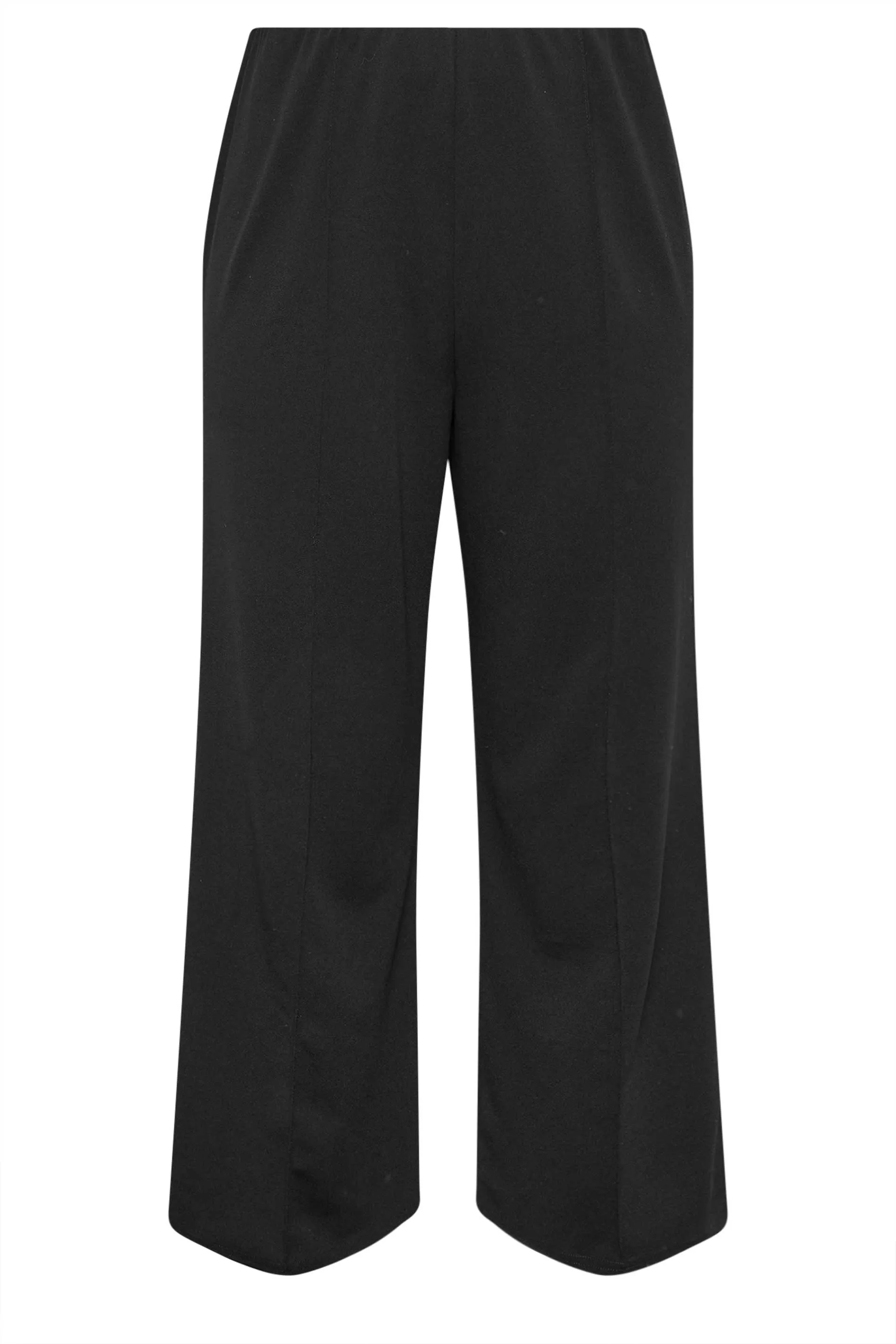 YOURS Curve Black Pintuck Wide Leg Trousers