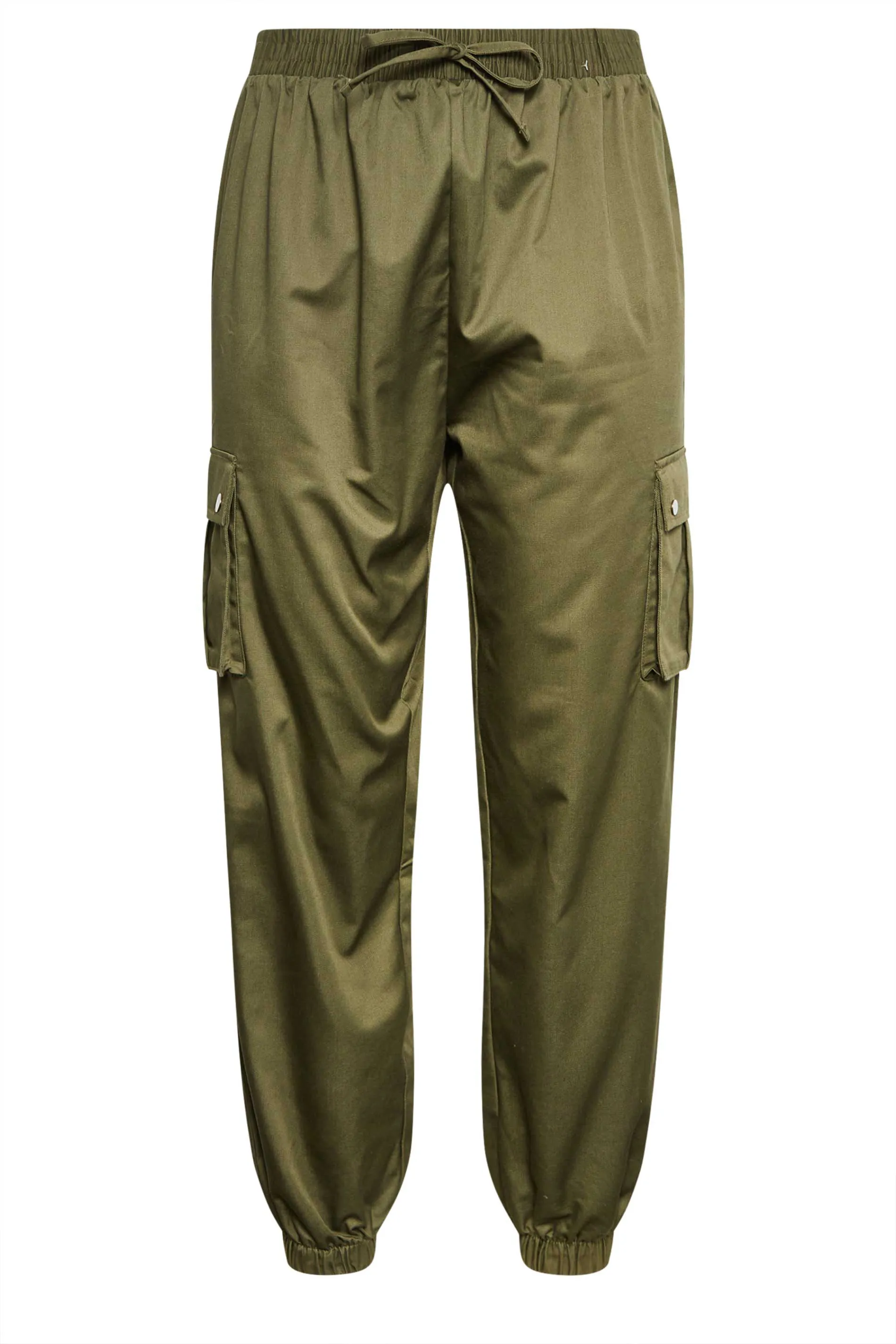 YOURS Curve Khaki Green Cuffed Cargo Trousers