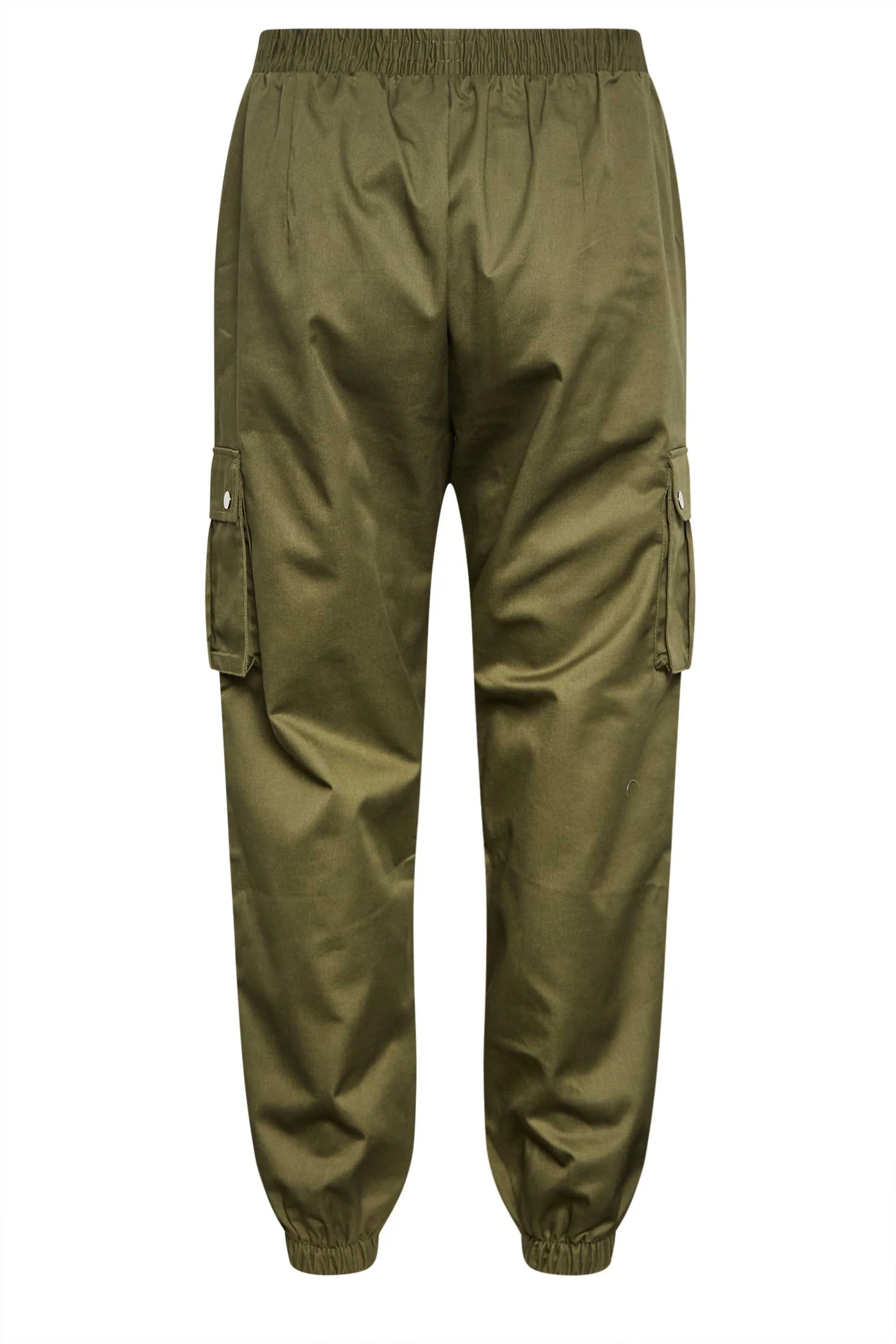 YOURS Curve Khaki Green Cuffed Cargo Trousers